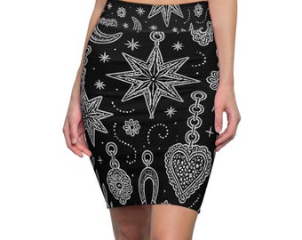 Bohemian Floral Print Pencil Skirt: Women's Stylish AOP Skirt