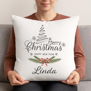 Personalized Merry Christmas Pillow Cover: Holiday Home Decor, Double-Sided Print