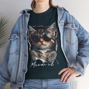 Cool Cat Unisex Heavy Cotton Tee - Perfect for Cat Lovers, Gift for Pet Owners, Casual Wear, Birthday, Everyday T-Shirt, Unique Design