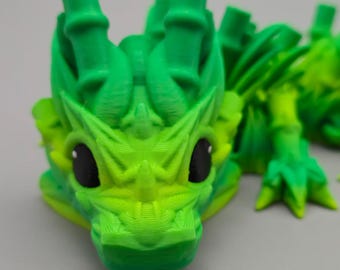 Articulated Bamboo Dragon | 3D Printed Fantasy Creature | Poseable Dragon Decor