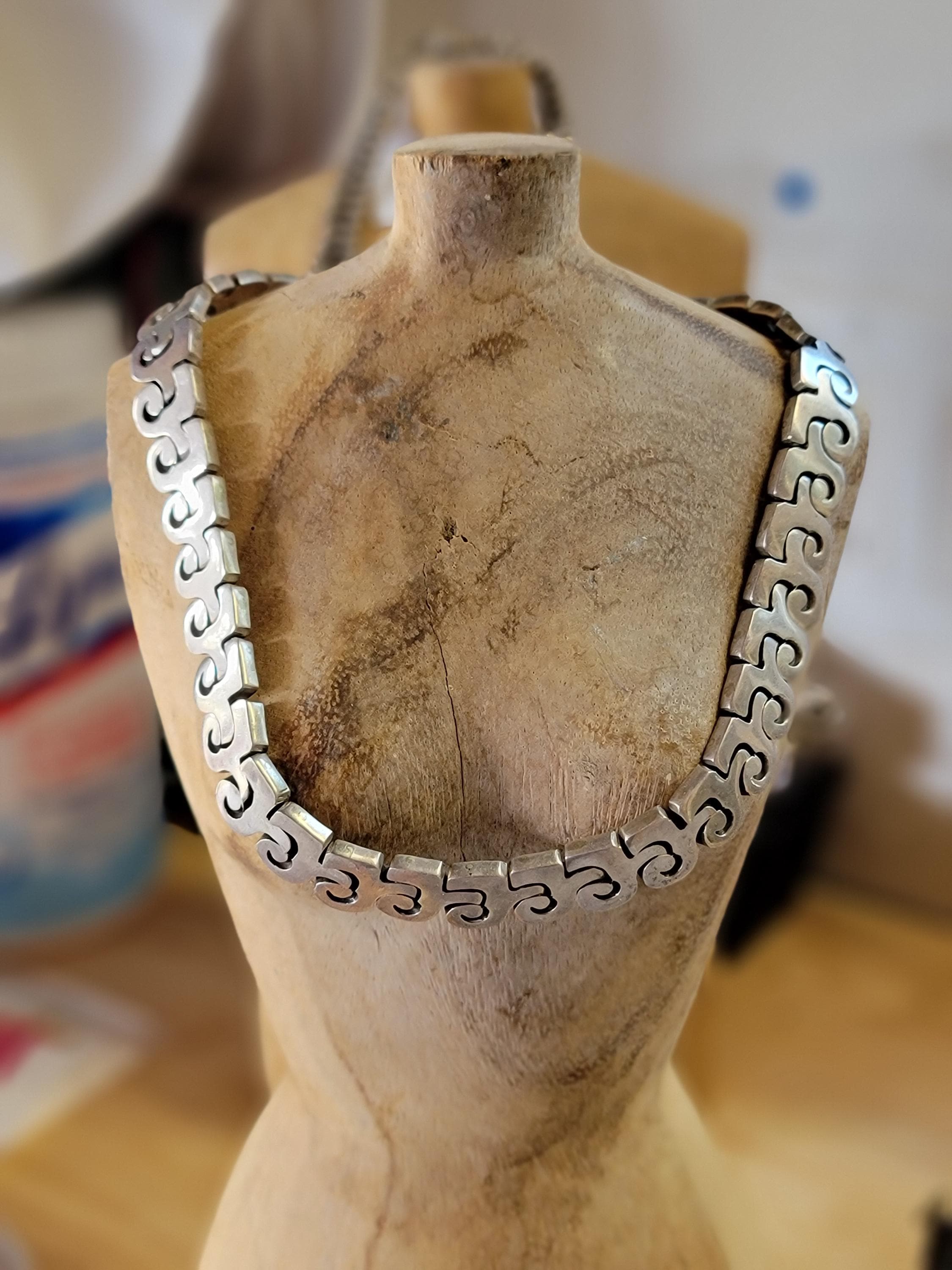 Vintage Sterling Silver Taxco TJ21 Choker Necklace