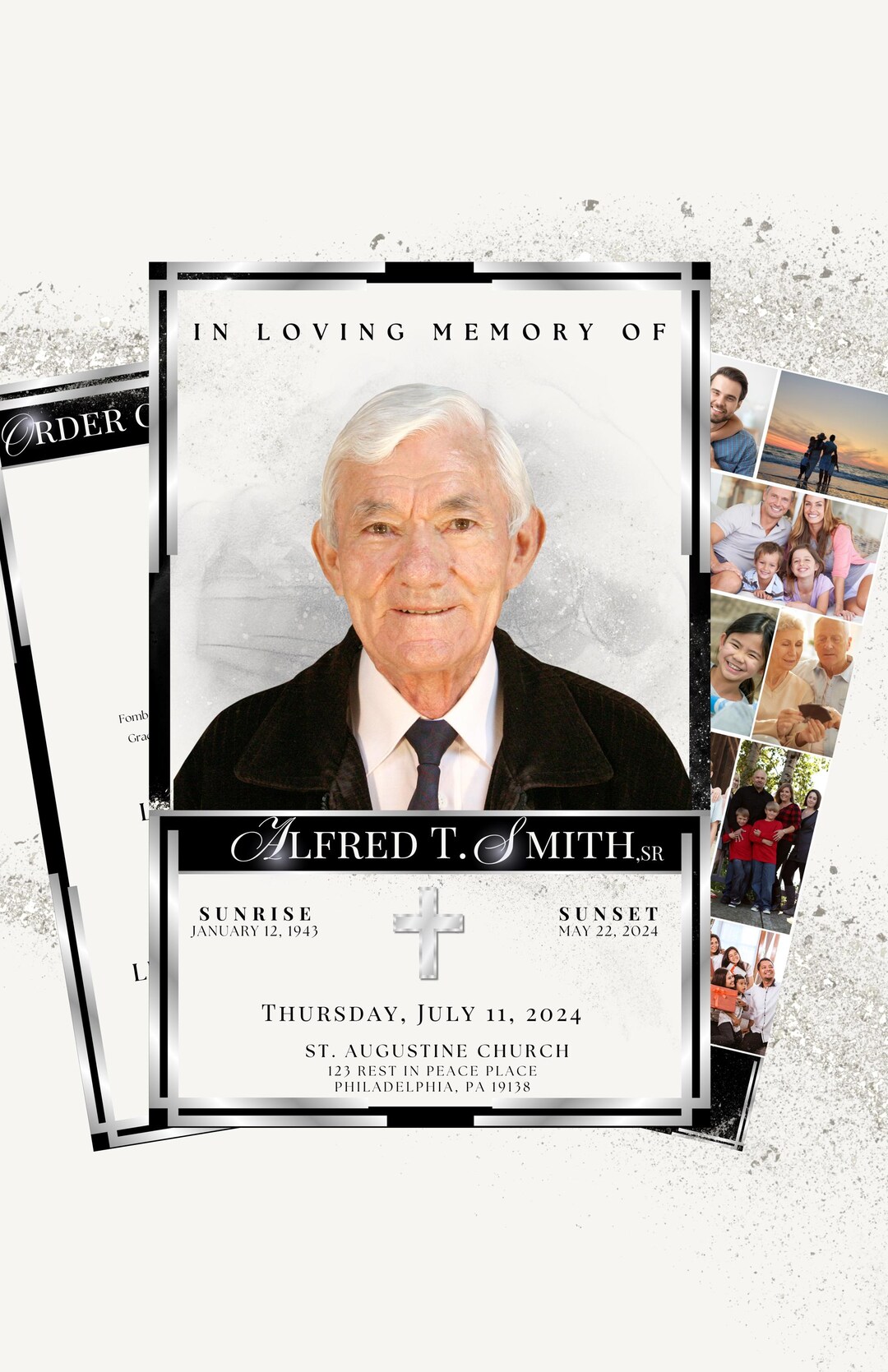 Editable Funeral Program Template for Canva | Celebration of Life ...