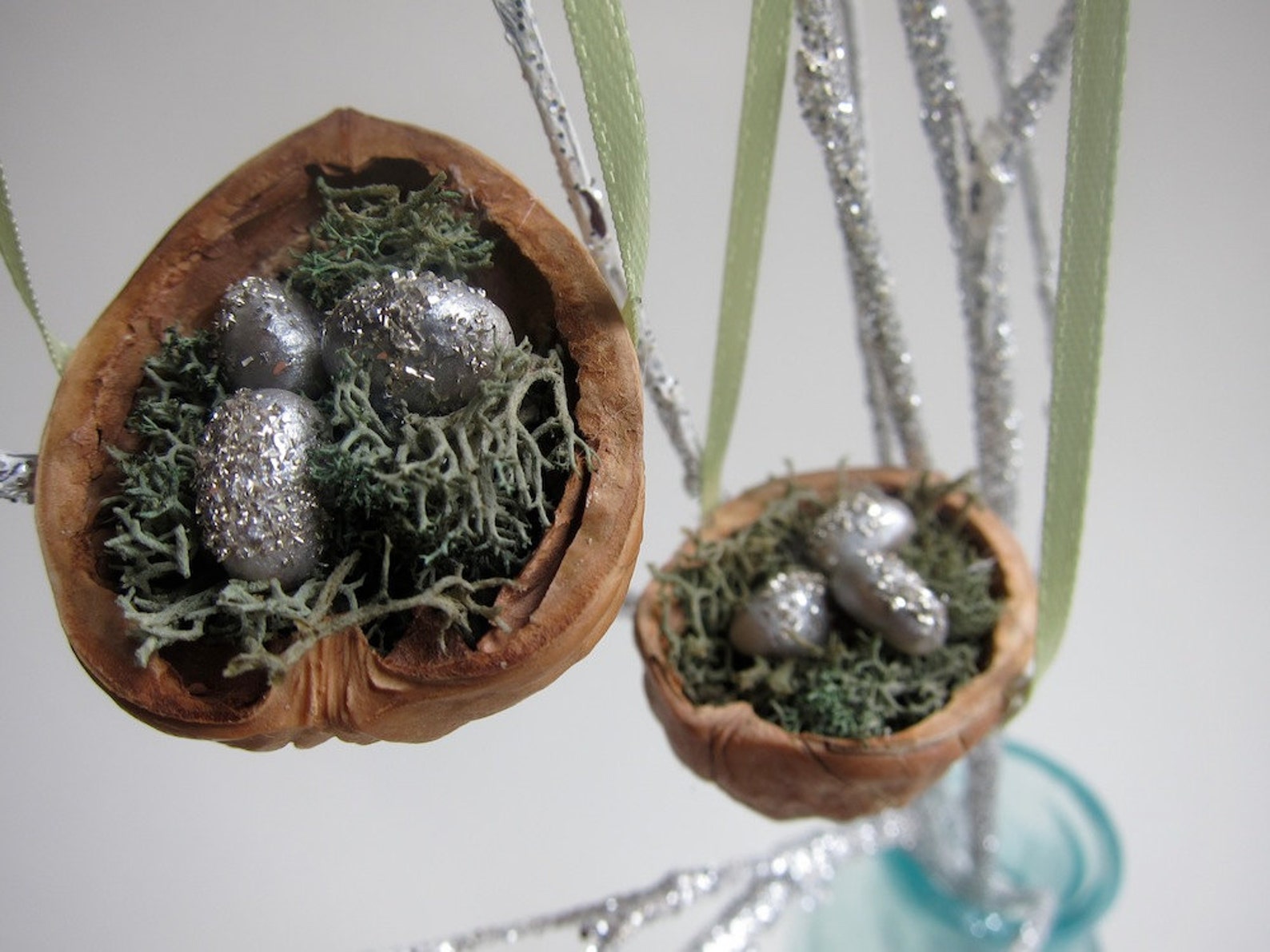 Set of Bird Nest Ornaments Christmas Tree Decoration Etsy