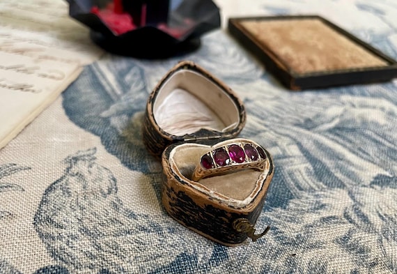 The Rose ~ Antique Edwardian Era Ruby Five Stone … - image 2