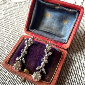 The Belles ~ Antique Georgian Silver Diamond Paste Drop Dangle Earrings