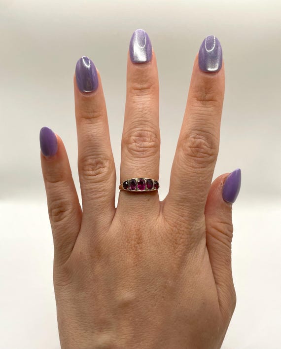 The Rose ~ Antique Edwardian Era Ruby Five Stone … - image 10
