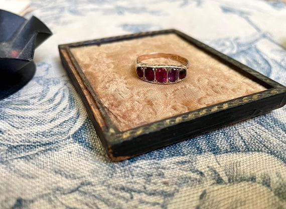 The Rose ~ Antique Edwardian Era Ruby Five Stone … - image 4