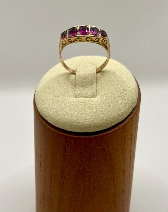 The Rose ~ Antique Edwardian Era Ruby Five Stone … - image 7