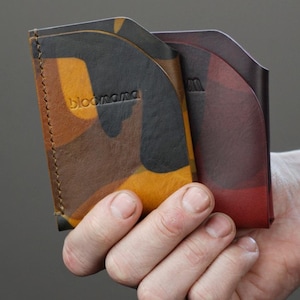 Yellow camouflage handmade cardholder, leather La Perla Azzurra