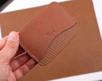 Minimalist Leather Wallet, Handmade  Card Holder, Slim Horizontal Design