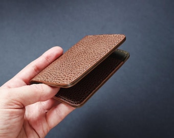 Handgemaakte leren kaartportemonnee, dollaroleer, minimalistisch design