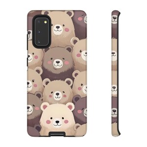 Cute Bear Design Tough Case, Shockproof Phone Cover for iPhone & Samsung, Adorable Animal Print, Great Gift