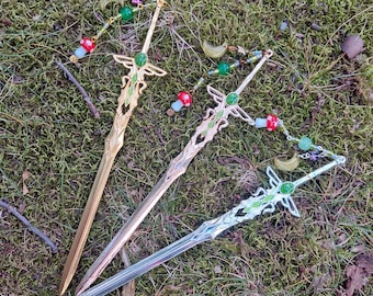 Mushroom Sword Hairpin,Colorful Mossy Inlay Sword