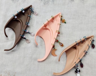 Color Metal and Mushrooms Long Elf Ears, Custom Fairy Ears