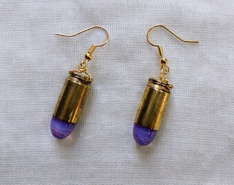 Purple Recycled Brass Rounds-Earrings