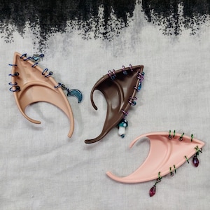 Color Metal and Crystal Drops Short Elf Ears, Custom Fairy Ears