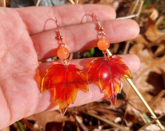 Fae Fall Maple Leaf Earrings Large