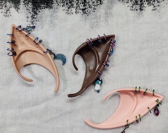 Color Metal and Mushrooms Short Elf Ears, Custom Fairy Ears