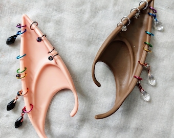 Rainbow Style, Crystal Drops Long Elf Ears, Custom Fairy Ears