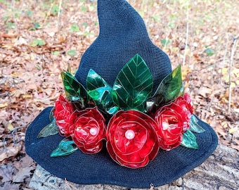 Light up Floral Witch Hat, glow in the dark flower hat