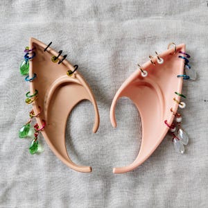 Rainbow Style, Crystal Drops Short Elf Ears, Custom Fairy Ears