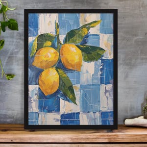 Arte mural minimalista de limón imprimible: póster retro de cocina de limón, estampado de frutas pop art beige, decoración gastronómica abstracta de los años 70, estilo mediados de siglo