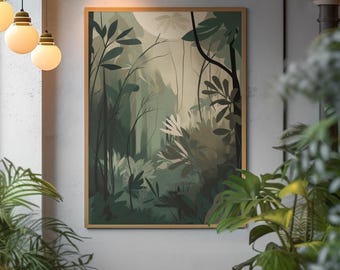 Impression minimaliste de la jungle thaïlandaise, affiche de la nature verte (téléchargement numérique)