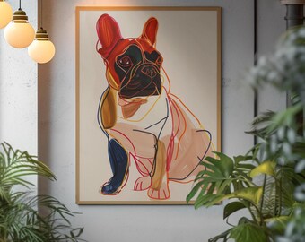 French Bulldog Line Art Print, Minimalist Pet Portrait (Digital Download)