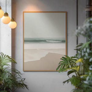 Meer Wellen Poster, Strand Dekor, sanfte Pastelltöne, Strand Dekor, ruhige Strandszene, Pastellozean