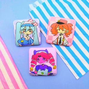 vierkante pu-badges met vocaloid-song