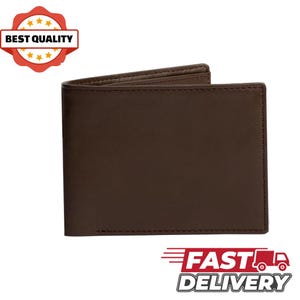 Cartera de cuero para hombre, billetera RFID, billetera de piel de vacuno, billetera para identificación, billetera para fotos, billetera fina, billetera de grano completo
