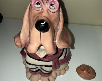 New Rare Bloodhound Dog Ceramic Teapot by Blue Sky Clayworks Heather Goldminc