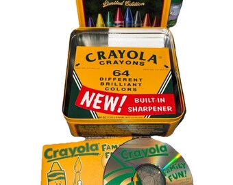Crayola 40th Anniversary Limited Edition Tin W/ CD+ 64 NEW Crayons, 1998 Vintage