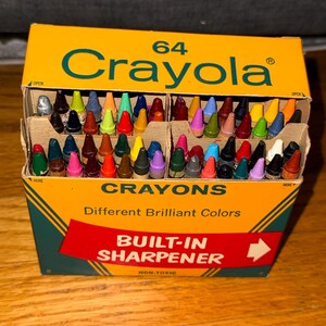 Vintage Crayola Crayons 1960's Smith & Binney Sharpener Box of 64 with Retired Indian Red