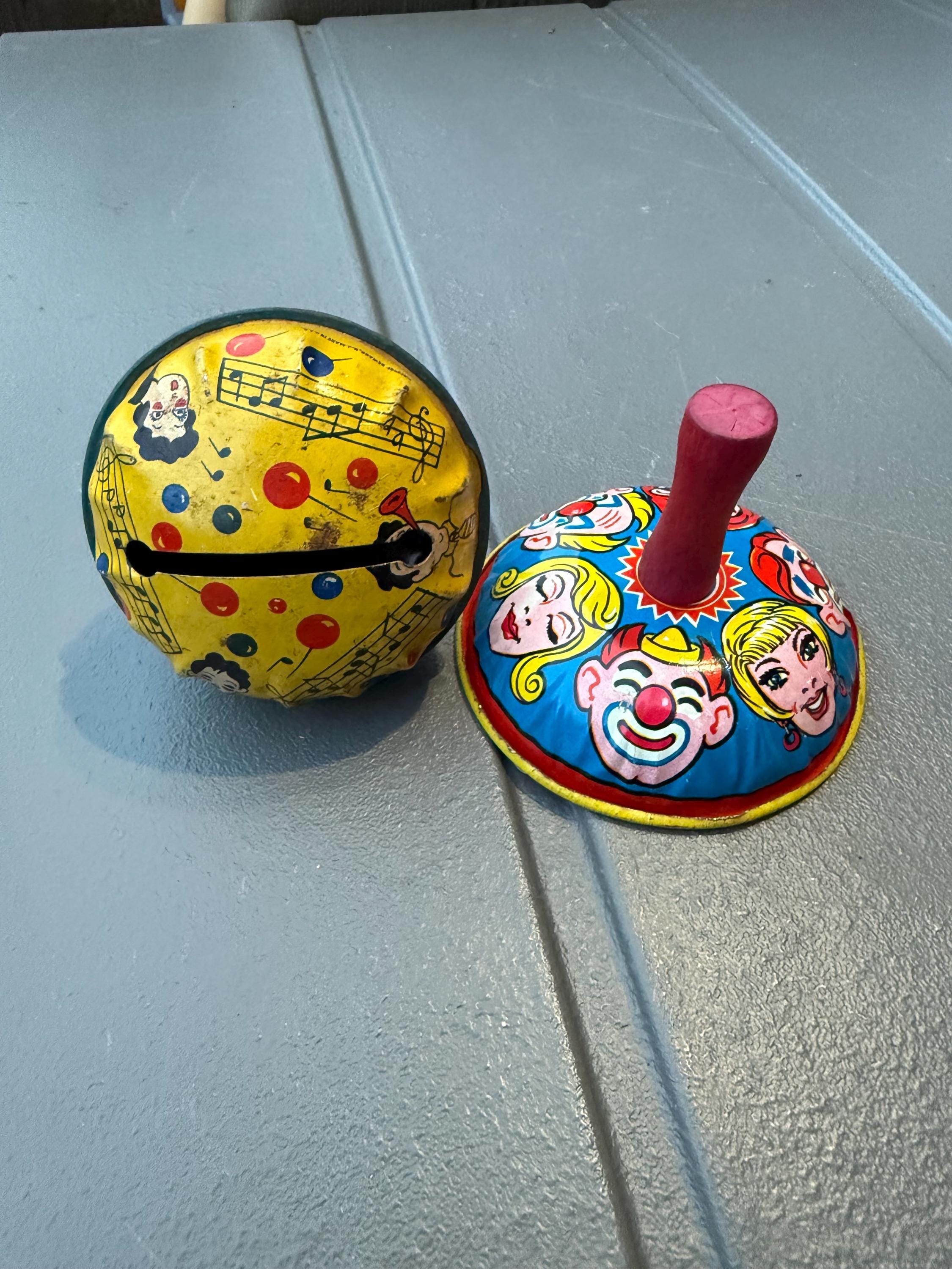 1940s Vintage Tin Toy Litho Noise Makers, Lot of 6, USA, New Years