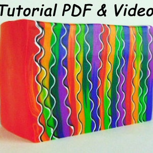 Polymer Clay Tutorial. Crazy Hair Cane Tutorial.  Includes PDF and Video Tutorial to Make a DIY Crazy Hair Cane.