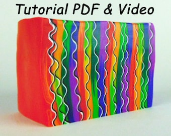 Polymer Clay Tutorial. Crazy Hair Cane Tutorial.  Includes PDF and Video Tutorial to Make a DIY Crazy Hair Cane.