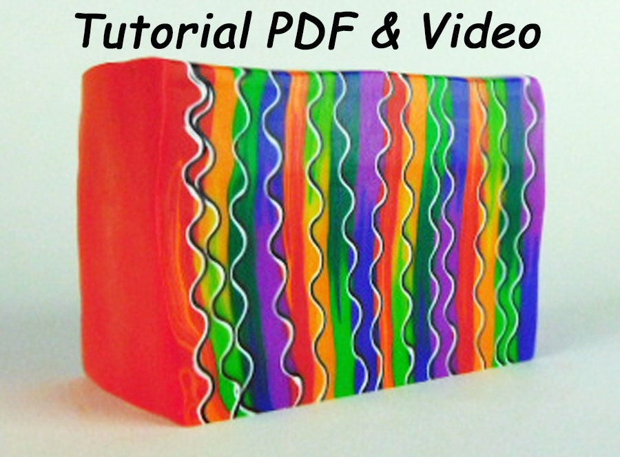 Polymer Clay Tutorial. Crazy Hair Cane Tutorial.  Includes PDF and Video Tutorial to Make a DIY Crazy Hair Cane.