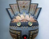 Deco Techo Kachina Steampunk Mask in Metalics, Silver, Gold, Bronze, Copper Polymer Clay