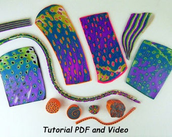 Polymer Clay Tutorial. Mokume Gane Tutorial + 10 Other Polymer Clay Patterns.  Includes PDF & Video Tutorial to Make a DIY Mokume Gane Cane.