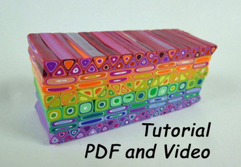 Polymer Clay Tutorial. Mondo Rainbow Cane Tutorial Based on Retro Canes. Includes PDF and Video Tutorial to Make a DIY Rainbow Cane. image 1