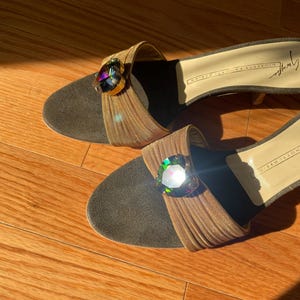 Vintage Giuseppe Zanotti Jeweled Heart Kitten Heels: Y2K Italian Mules Sz 7.5