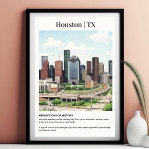 Houston Texas Poster Print | Oil Painting Home Wall Decor | Gift for Travel Lovers | Traveler Art