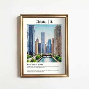 Chicago Illinois Poster Print | Oil Painting Home Wall Decor | Gift for Travel Lovers | Traveler Art