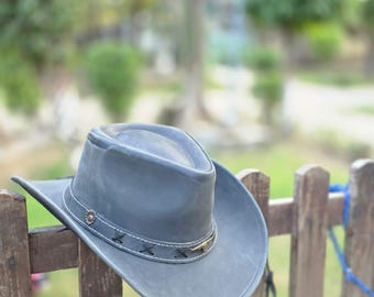 Handmade Cowhide Leather Cowboy Hat: Western Style