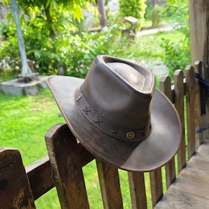 Handmade Leather cowboy hat | Western Style Hat for Men and Women Cowhide Leather Hats for Men, Gift for him