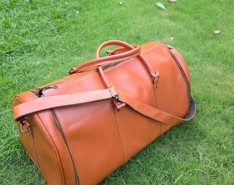 Handcrafted Leather Duffle Bag | Men's Travel Weekender bag with Shoe Compartment