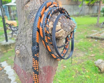 Hand braided Cowhide Leather Bullwhip Indiana Jones Style