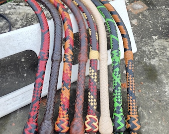 Chicote de couro bovino feito à mão 04 - 10 pés 16 tranças: estilo Indiana Jones