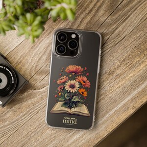 Etui na iPhone'a Grow Your Mind Clear, inspirujący prezent, akcesorium dla miłośników książek, estetyka natury, idealne dla uczniów